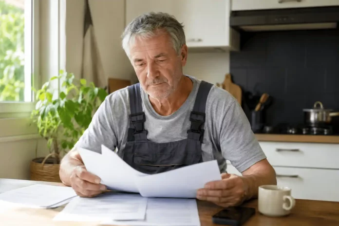 Un salarié en fin de carrière consulte son relevé de trimestres pour préparer sa demande de retraite anticipée