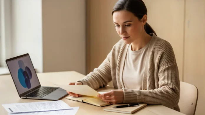 Personne lisant calmement un document administratif dans un intérieur lumineux, illustrant la vérification des droits au RSA en 2026.
